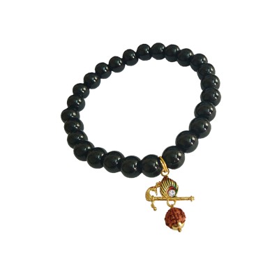 Krishna Flute Onyx Beads Bracelet By Menjewell